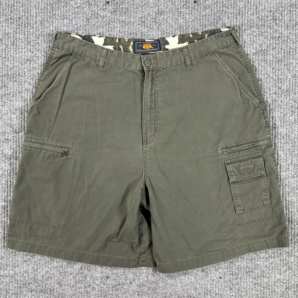 Route 66 Cargo Shorts Mens Size 38 Olive Green Utility Cotton Casual Outdoor Y2K